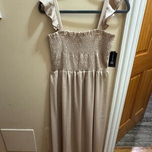 INC International Concepts Beige Ruffle Strap Dress